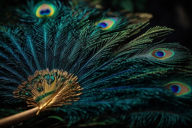Foto la pluma de pavo realza la belleza de los intrincados patrones fractales