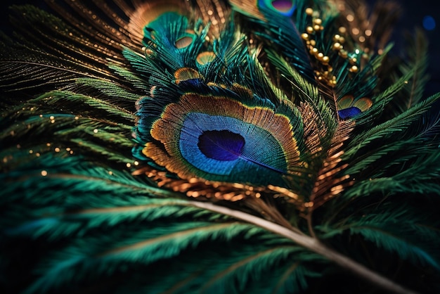 Foto la pluma de pavo realza la belleza de los intrincados patrones fractales