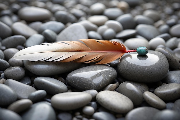 Una pluma y una piedra igualmente en equilibrio