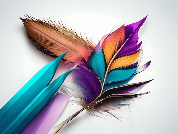 Pluma pluma dibujando una línea colorida