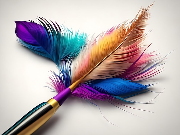 Pluma de pluma de pluma dibujando una línea colorida AI Generado