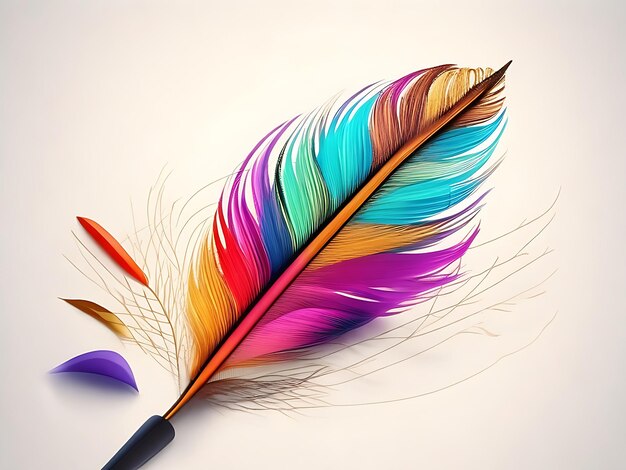 Pluma de pluma de pluma dibujando una línea colorida AI Generado