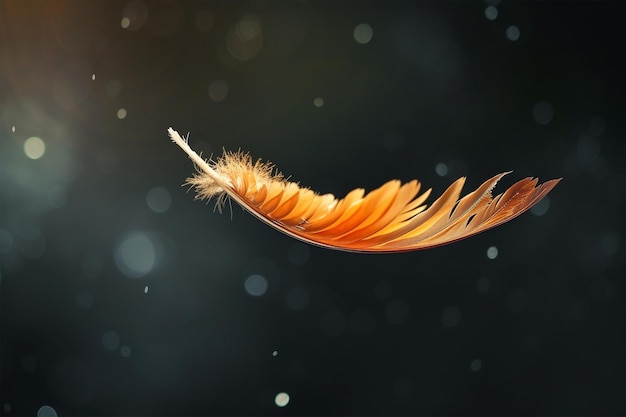 Una pluma volando en un fondo abstracto Día Mundial de la Poesía