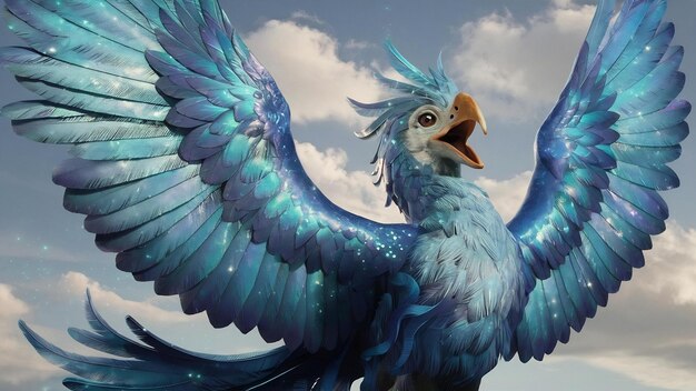 Plumagem azul natural das asas