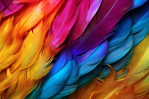 Las plumas del arco iris coloridas generan Ai