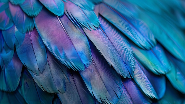 Plumas azules oscuras para el diseño y el patrón hermosas plumas de pájaros de azul y verde púrpura exóticas naturales de diferentes texturas de Brasil plumas de fondo de primer plano plumaje de alas de pájaro