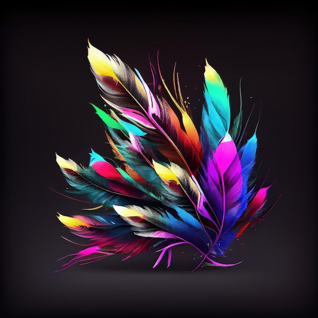 Plumas de colores 3d para composición de carnaval Generar Ai