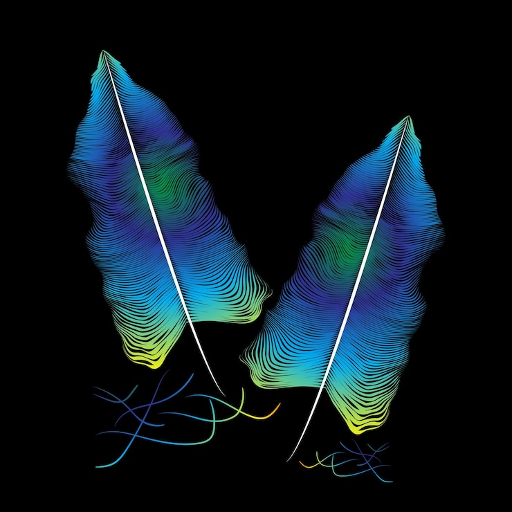 Foto plumas creativas y coloridas para composiciones de carnaval y otros días de celebración