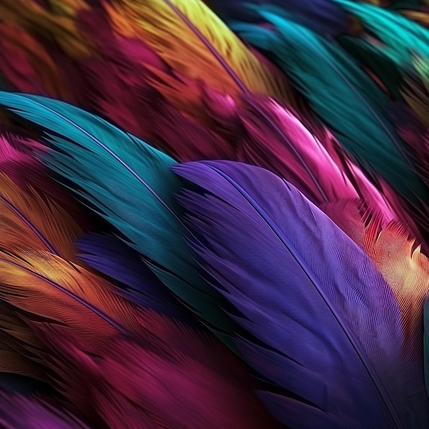 Plumas de fondo coloridas hermosas IA generativa