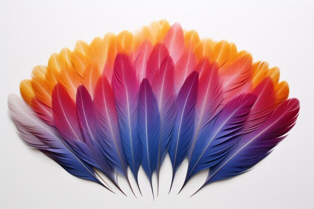 Foto las plumas de los pájaros vibrantes están dispuestas en la forma de un ventilador.