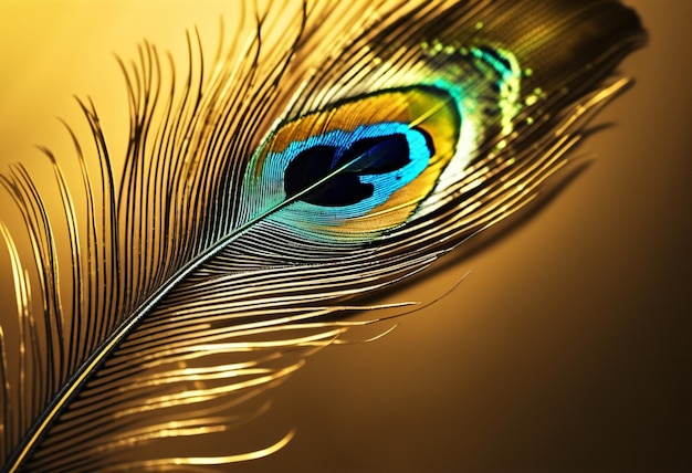 plumas de pavo real doradas sobre un fondo dorado