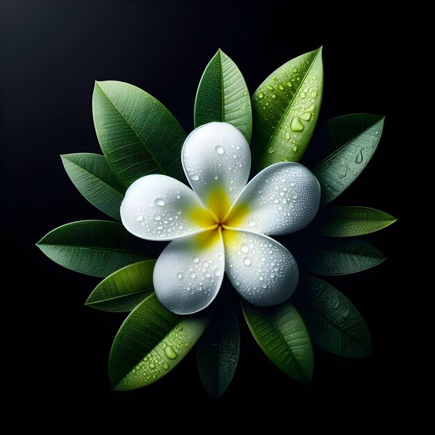 Plumeria-Blumen mit Blättern