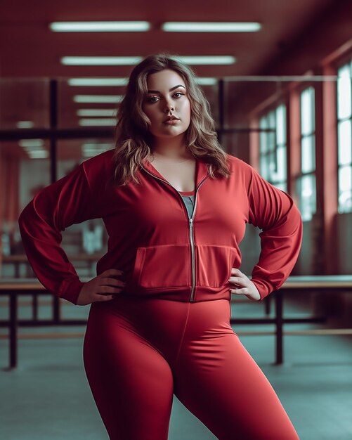 Plus-Size-Frauenmodel posiert mit Körperpositivität