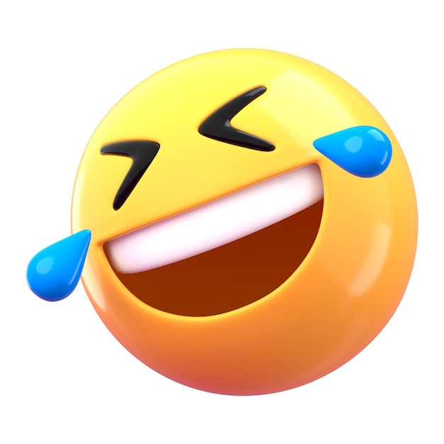 PNG 3D con emoticon de risa adhesivo de fondo transparente