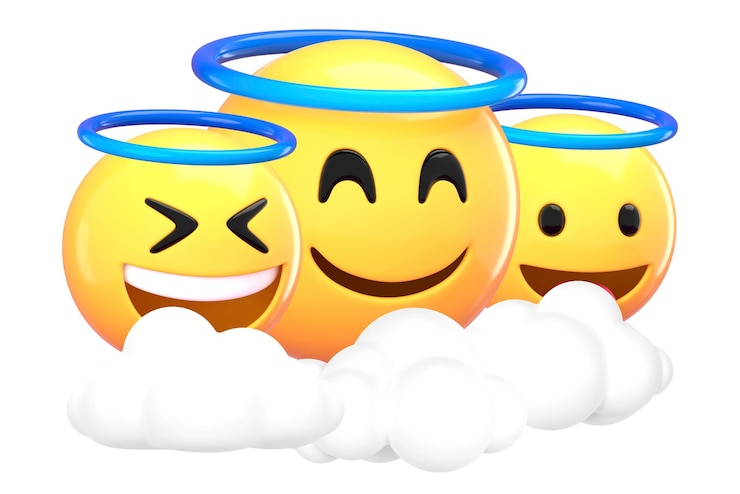 Foto png 3d-engel-emotikon-aufkleber mit durchsichtigem hintergrund