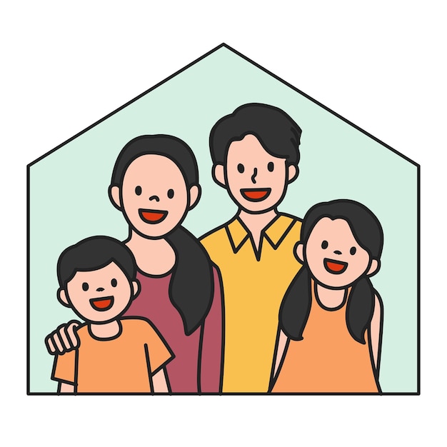 PNG adesivo de família de casa feliz fundo transparente