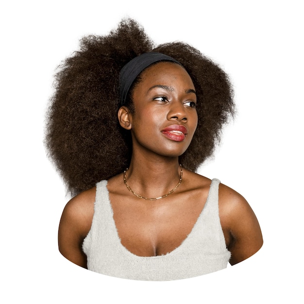 Png adhesiva de mujer afroamericana de fondo transparente