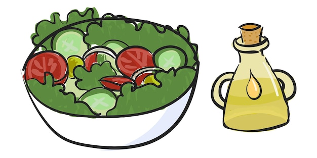 Png adhesivo de ilustración de ensalada verde fondo transparente