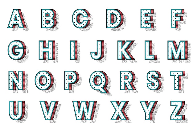 Png-Alphabet 3D-Halfton-Typographie