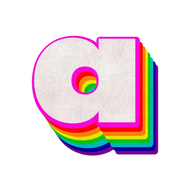 Png-Alphabet ein 3D-Schriftzeichen mit Regenbogenmuster