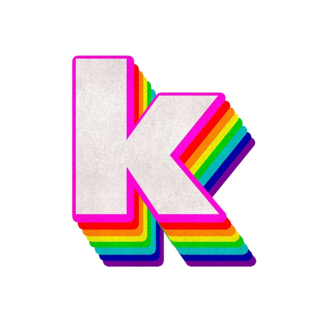 Png-Alphabet k 3D-Schriftmuster mit Regenbogenmuster
