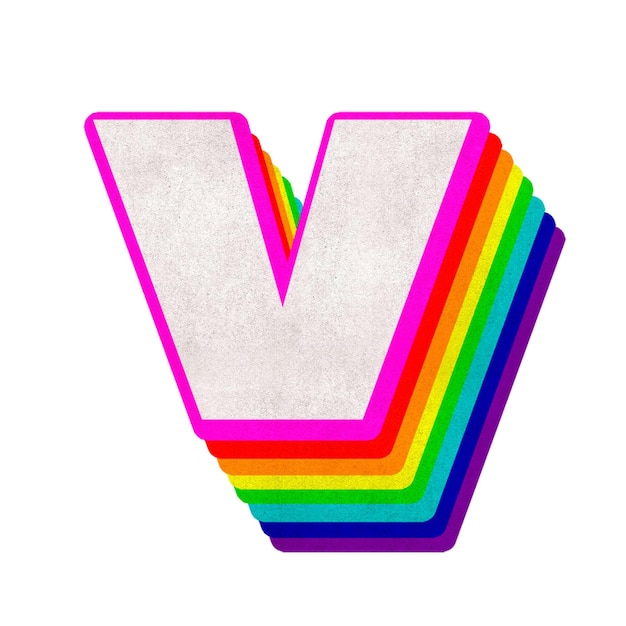 Png Alphabet v 3D Vintage Regenbogen Schriftart Typographie