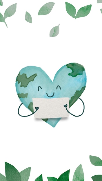 Png amor de la tierra fondo de acuarela con globo en forma de corazón ilustración