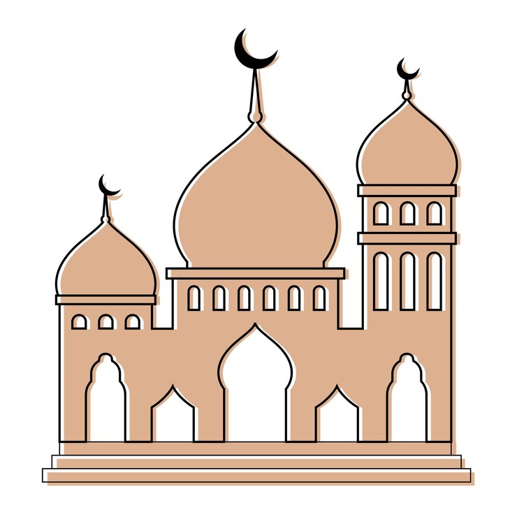 Foto png-aufkleber der moschee beige-illustration durchsichtiger hintergrund