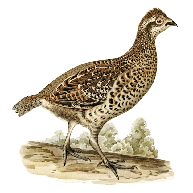 Png-Aufkleber Hasel-Grouse-Vogel von Hand gezeichnet