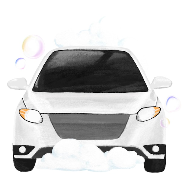 Png-Autowaschfahrzeug-Illustration mit durchsichtigem Hintergrund