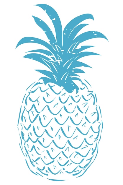 Png azul de piña grabado con una pegatina bonita