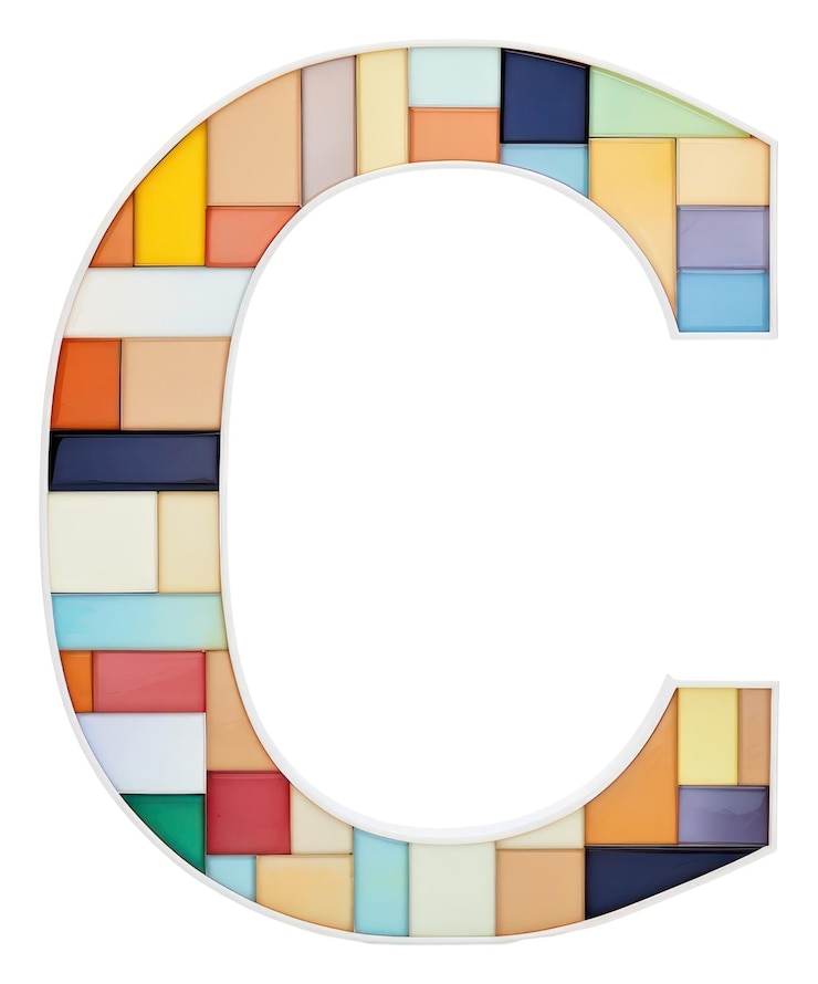 Foto png azulejos de mosaico letras c forma de número fondo blanco