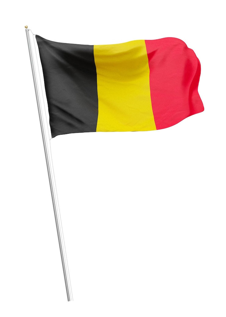 Foto png bandera belga en poste con fondo transparente