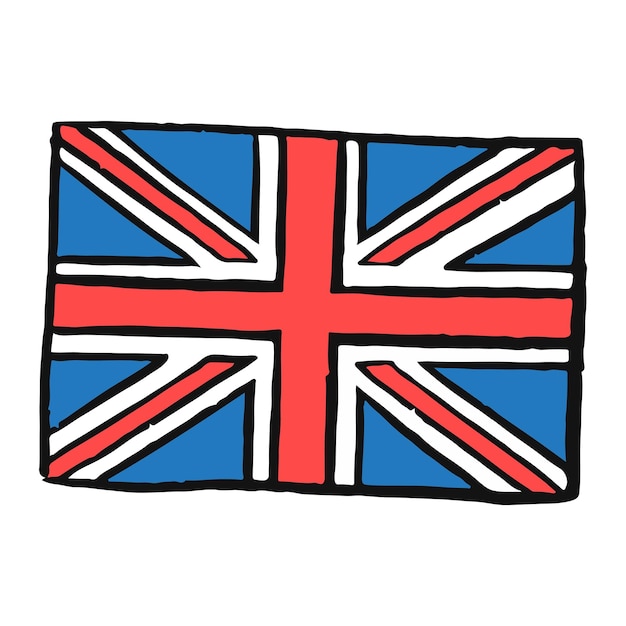 Png bandera del Reino Unido pegatina de garabateo de fondo transparente