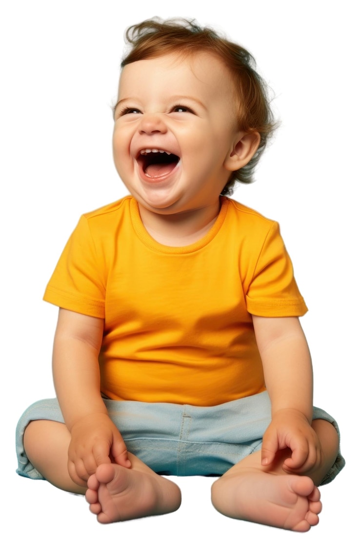 Foto png bebê sentado e rindo descontentado relaxamento felicidade