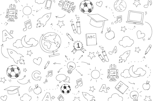 Png-Bildungsmuster-Hintergrund im Doodle-Stil