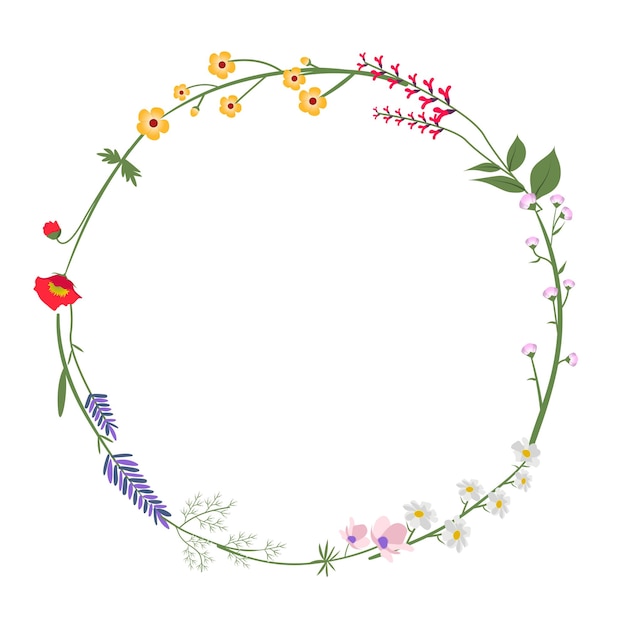 Png-Blumenrahmen, geschmückt mit Wildblumenrand