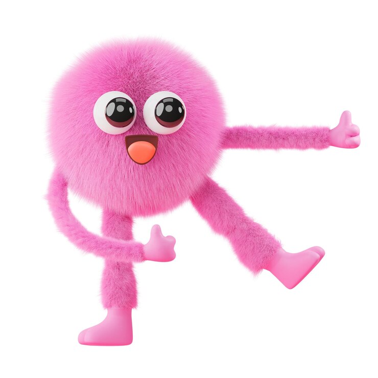 Foto png bonita pegatina de monstruo esponjoso con fondo transparente en 3d
