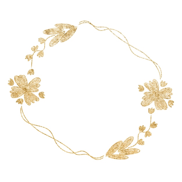 Png-Botanikrahmen mit Gold-Effekt-Clipart