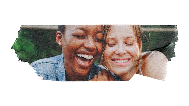 Png casal feliz de lésbicas washi fita imagem LGBTQ fundo transparente