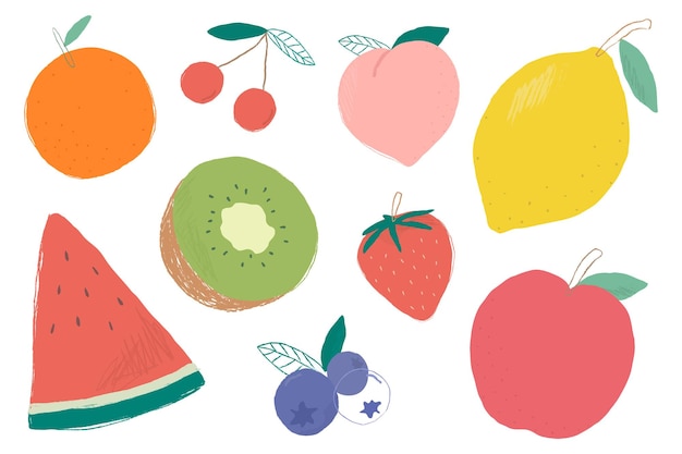 Png clipart de frutas coloridas definido fundo transparente