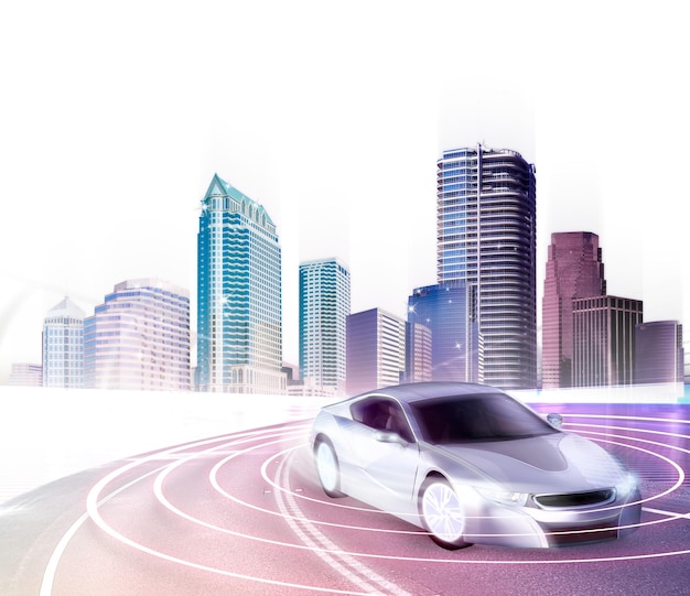 PNG coche eléctrico inteligente tecnología automotriz fondo transparente