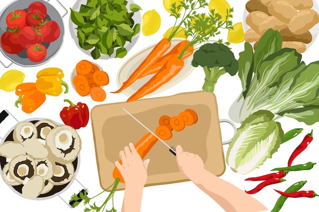 Png cocina de alimentos vegetarianos superposición plana puesta trasfondo transparente