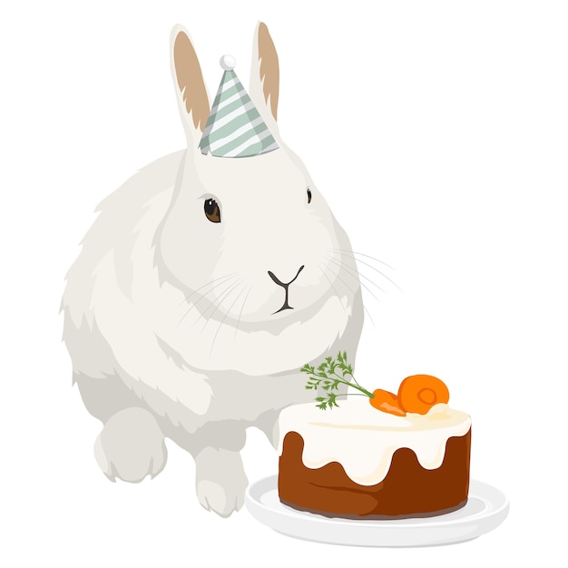 PNG coelho festa de aniversário adesivo de bolo de cenoura animal bonito clipart fundo transparente