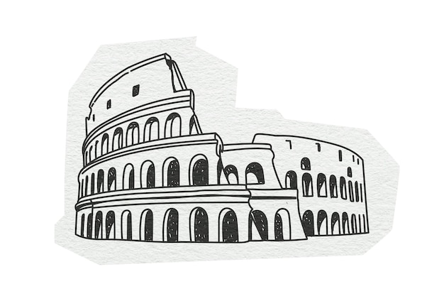 PNG Colosseum historisches Wahrzeichen in Rom Linienkunst Illustration transparenter Hintergrund