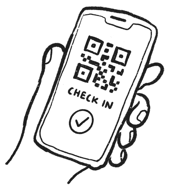 Png comprobación sin contacto en el nuevo adhesivo doodle normal