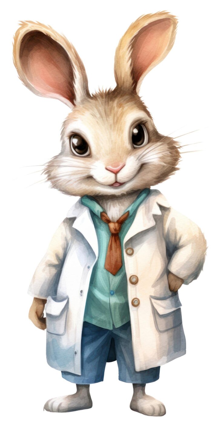 Foto png un conejo dentista personaje de dibujos animados accesorios de abrigo accesorio