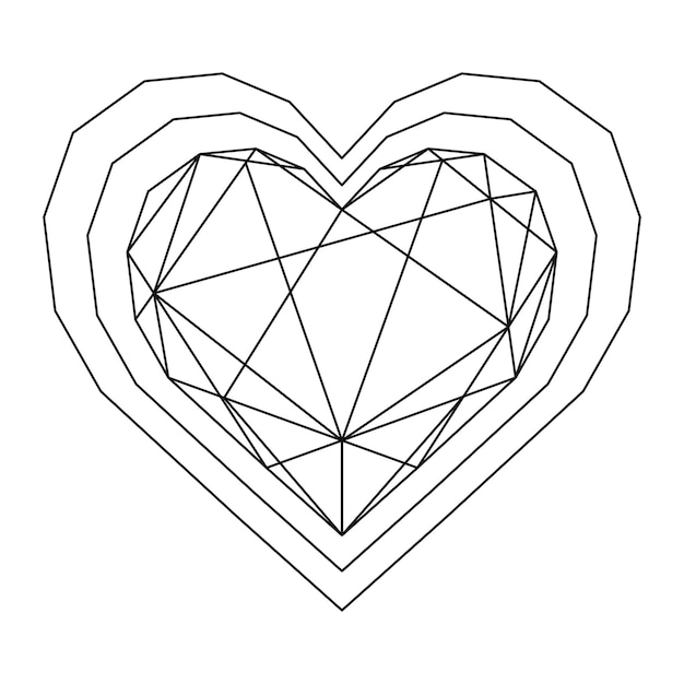 Png corazón elemento de diseño geométrico fondo transparente