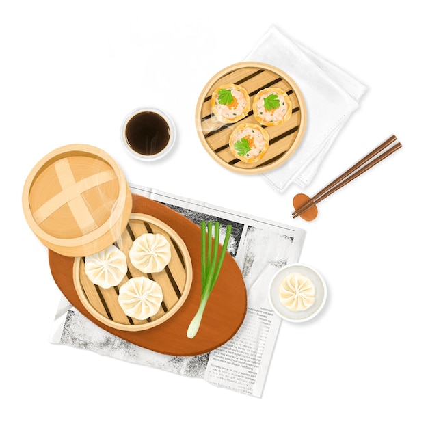 PNG Dim sum Ilustración de comida china de fondo transparente