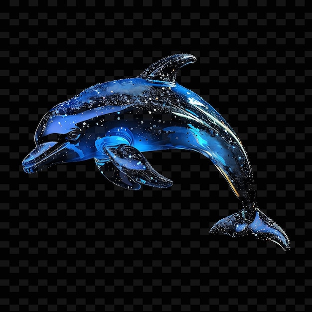 Png Dolphin em forma de material de glicerina transparente com forma de animal Li azul arte abstrata